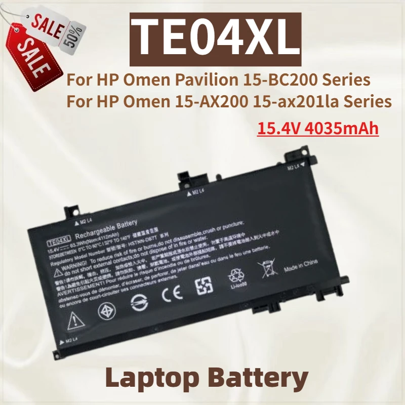 

High Quality Laptop Battery TE04XL 15.4V 4035mAh For HP OMEN 15-AX210TX 15-AX235NF 15-AX200 15- AX218TX 15-AX202N 15-BC200