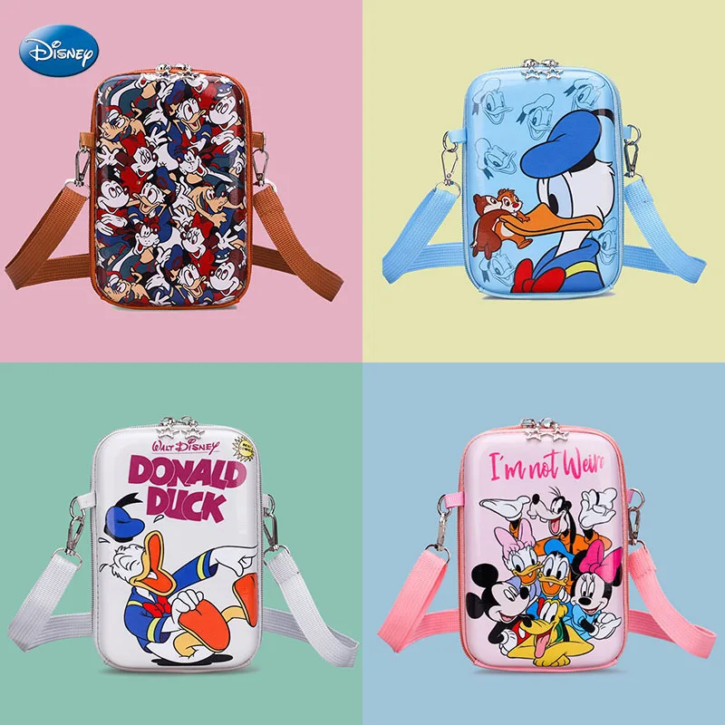 Disney Lovely Children's Cartoon Coin Purse Mickey Donald Duck Wallet Crossbody Shoulder Bag Child Travel Bags for Kids Gifts