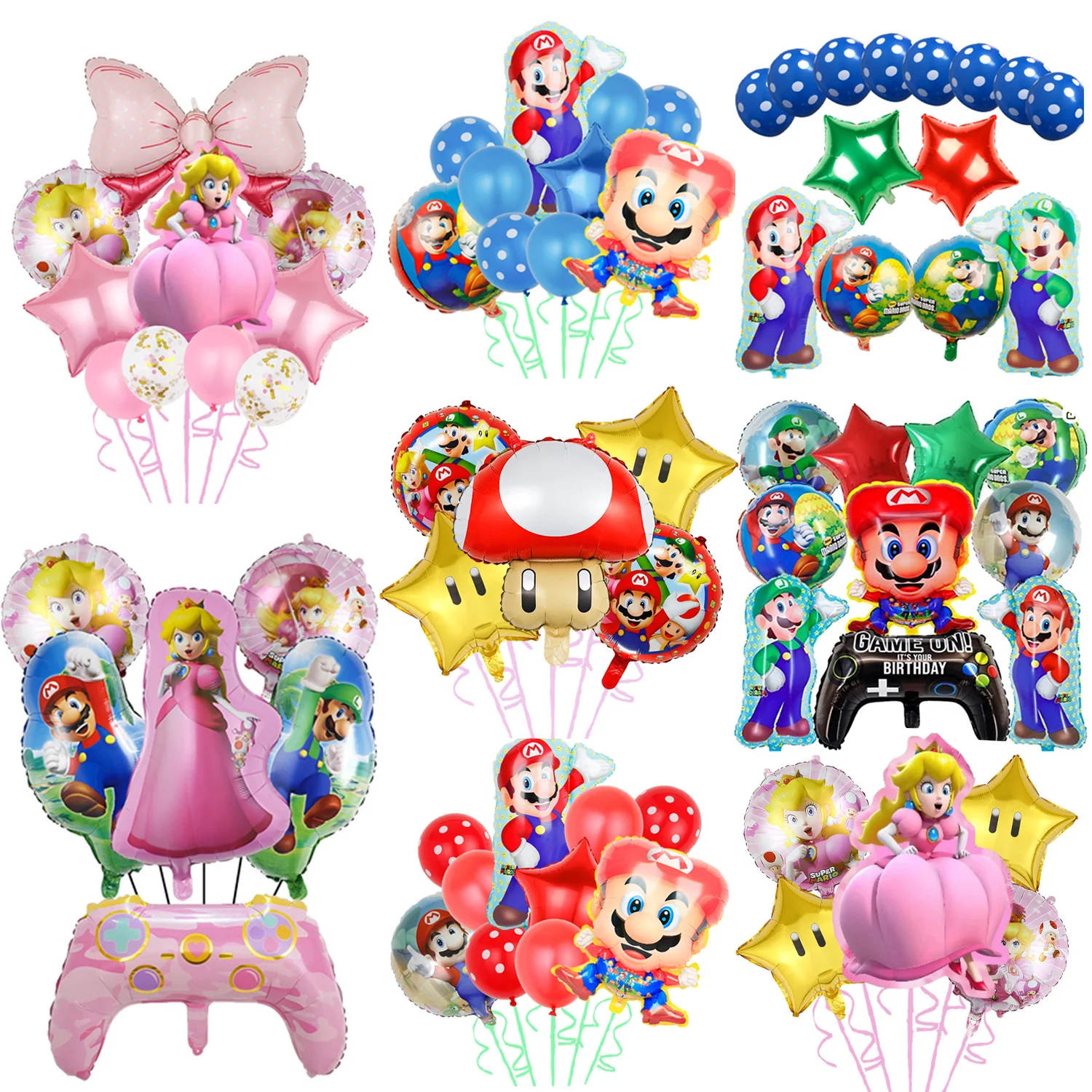 

Super Mario Bros Birthday Party Cartoon Peach Princess Aluminum Foil Balloons Kids Boys Happy Balloon Supplies Baby Shower