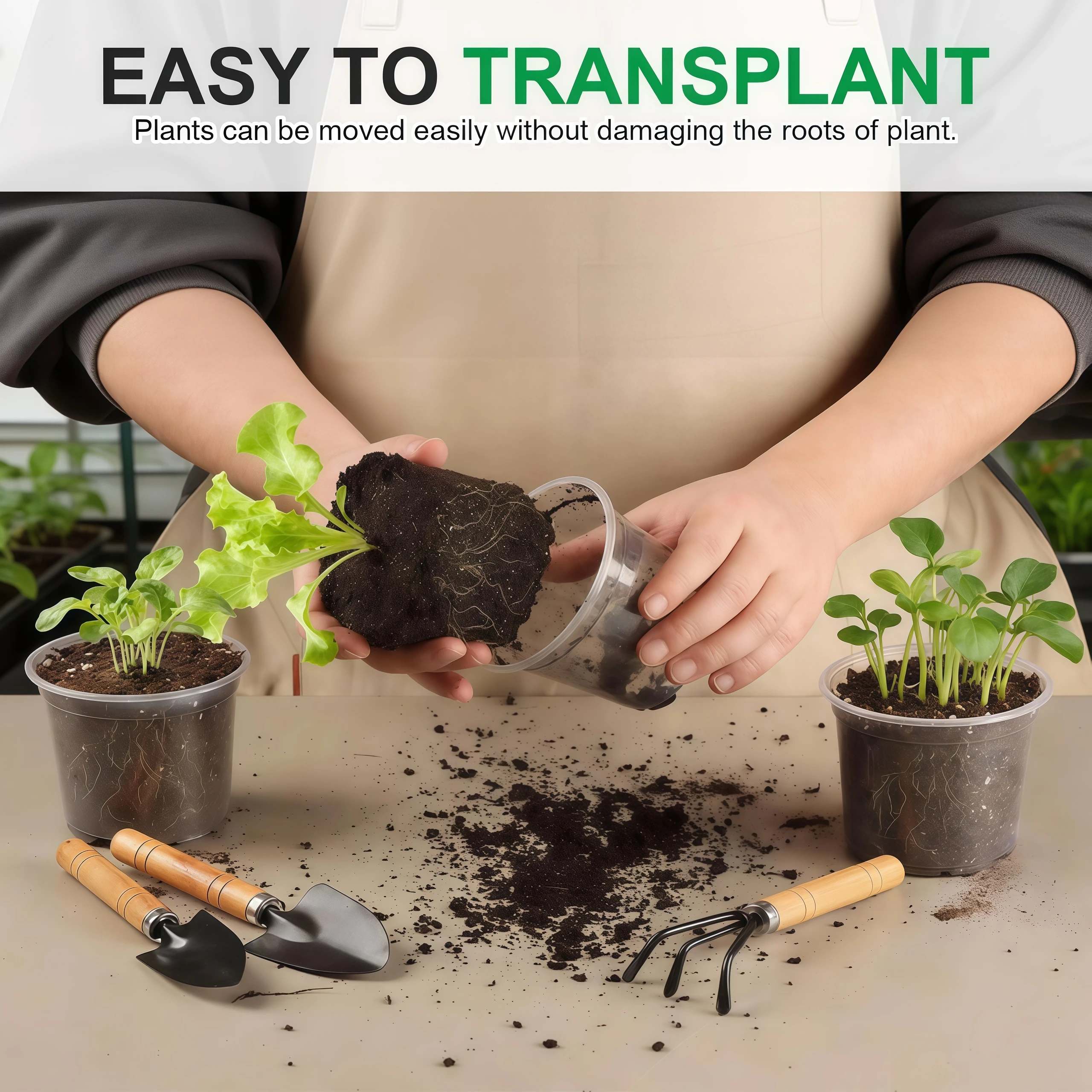 Drainage Holes, Seed Starting Pot Flower Plant Contai 30 Packs 3.5/4/5 Inch Clear Nursery Pots, Transparent Plastic Planter