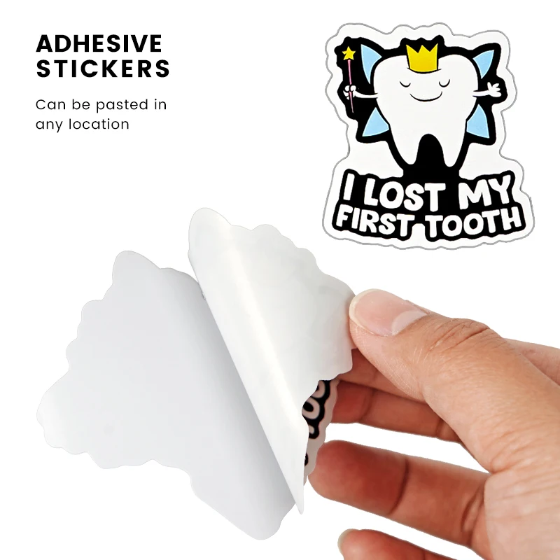 50pcs Dental Cartoon Cute Tooth Shape Stickers Teeth Fairy Paper Sticker Gift Dentist Clinic Kid Children Gifts Decoration