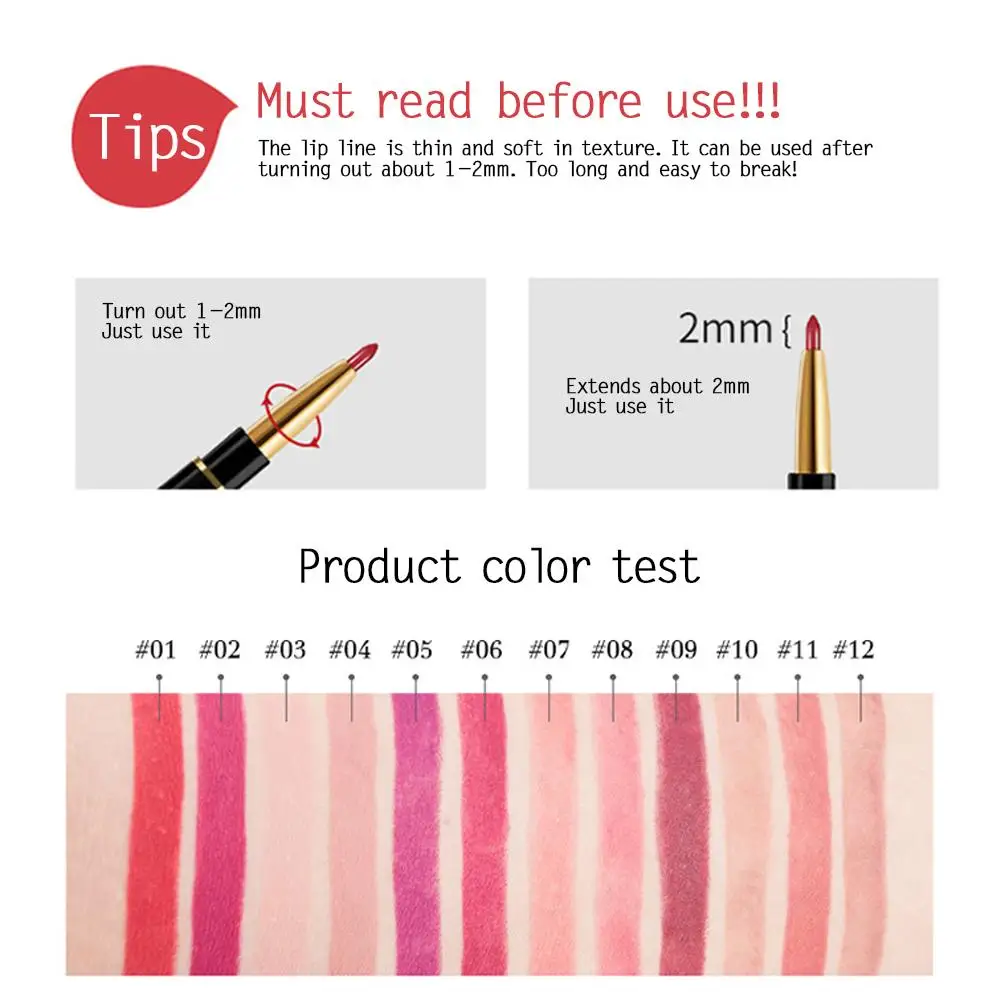 NEW 12Colors 2 In 1 Lip Liner Lipstick Set Double-end Lip Gloss Waterproof Lipstick Pencil Long Lasting Sexy Matte Velvet Textur