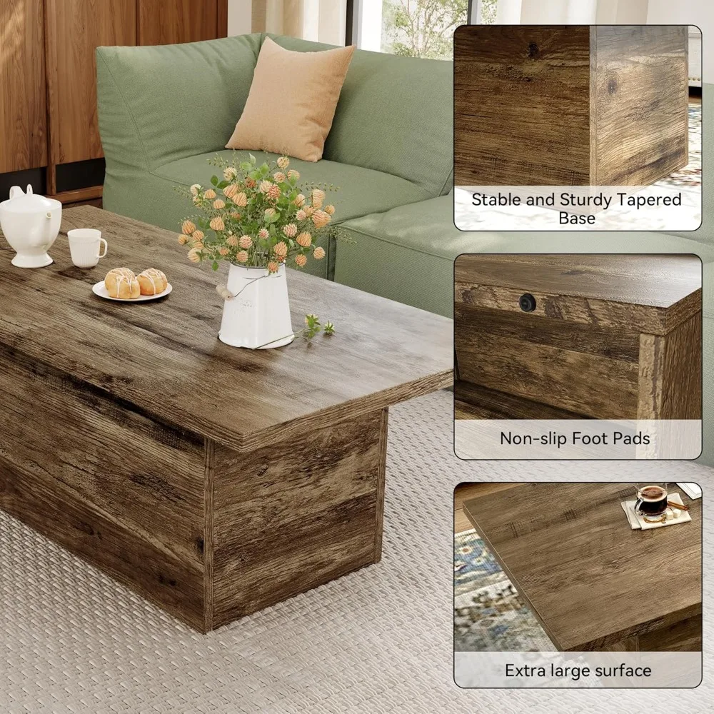 Modern 47.25-Inch Engineered Wood Coffee Table for Living Room and Home Office, Rustic Farmhouse Style Center Table