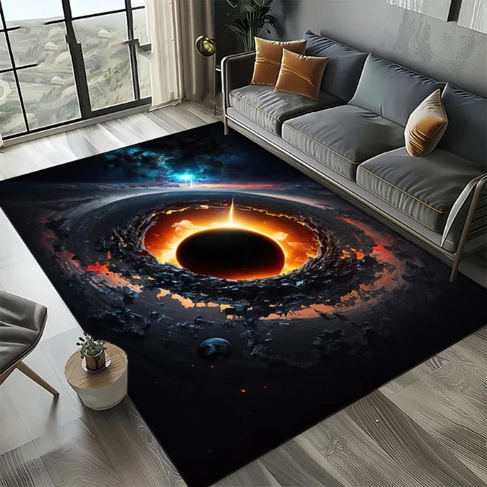 Sternennacht-Nebel-Universum-Muster-Teppich, rutschfeste Bodenmatte für Wohnzimmer, Schlafzimmer, Heimdekoration, großer Teppich für Männerhöhle