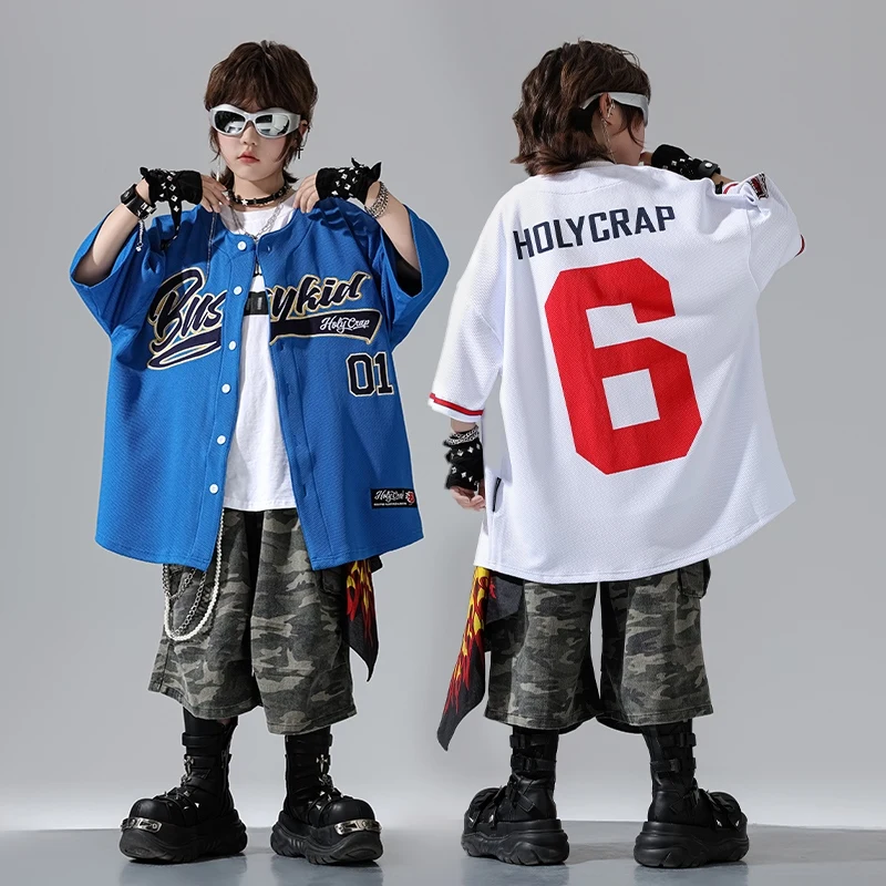 2025 Kinder Street Dance Performance Kostüme Hip Hop Lose Baseball Uniform Sport Strickjacke Set Mädchen Jungen Jazz Kleidung