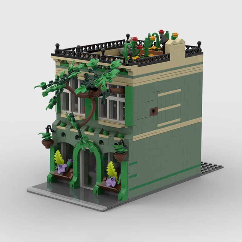 1098 PCS Street View Series MOC Green Plant Shop Creative Building Block Model Educational Assembly Toy For Kid Festival Gifts