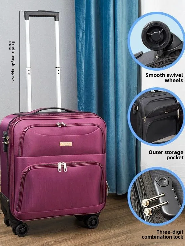 حقيبة حمل من قماش الثور مقاس 8 بوصة، صندوق كلمة مرور كبير بسعة كبيرة للسفر، متين مع عجلات رباعية الاتجاه