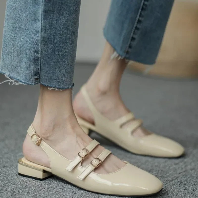 

2025 Brand Women's Shoes Slingbacks Women's High Heels Fashion Shallow Office and Career Hot Sale Buckle Strap Toe Cap Sandals