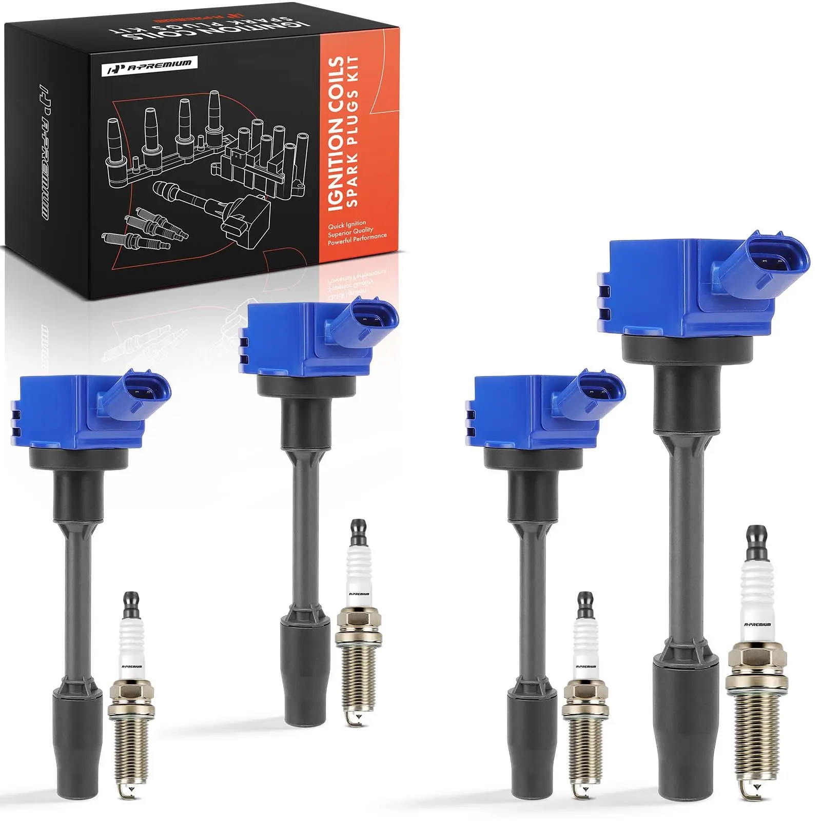 A-Premium 4x Blue Ignition Coils & 4x Iridium Spark Plugs Kit for Toyota Camry 2018-2024
