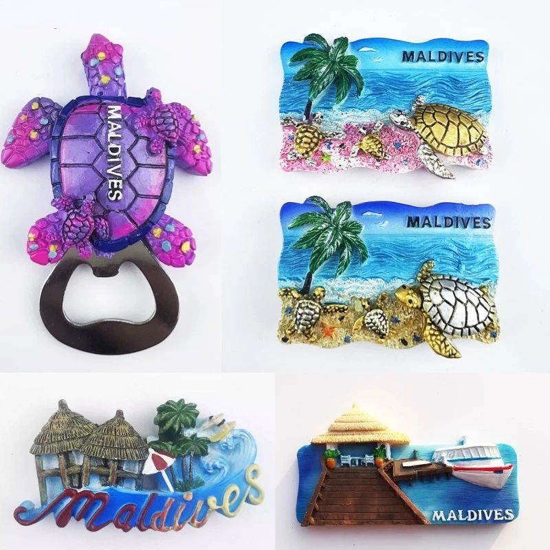 

The Republic of Maldives Tourist Souvenirs Fridge Stickers Sea Beach Folk House Fridge Magnets Home Ornaments Christmas Gifts