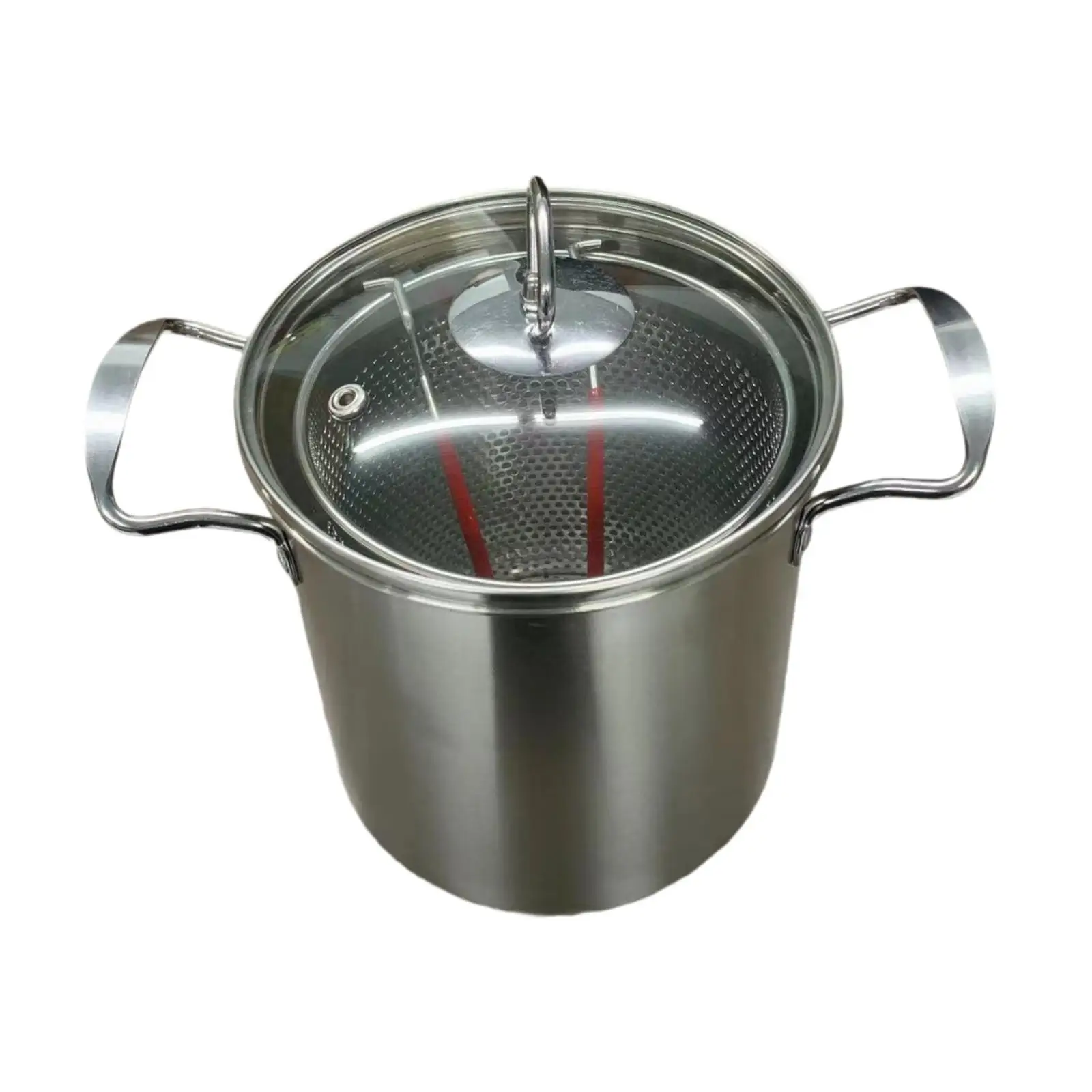 Deep Fry Pot with Handle with Strainer Basket and Lid Kitchen Frying Pot for Chicken French Fries Dining Room Kitchen Party