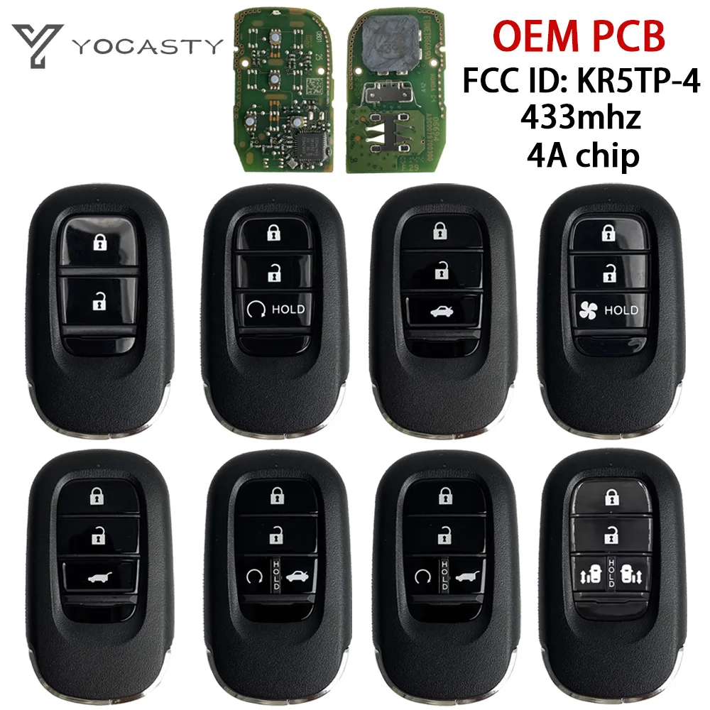 YOCASTY لهوندا جديد XRV CRV HRV ZRV 433MHZ 4A رقاقة الذكية مفتاح السيارة عن بعد 2/3/4 أزرار FCC ID KR5TP-4 #1