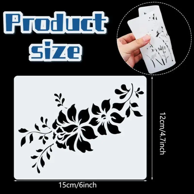 12Pcs/set Exquisite Flower Handmade Poster Template Hollow Out Painting Creative Templates