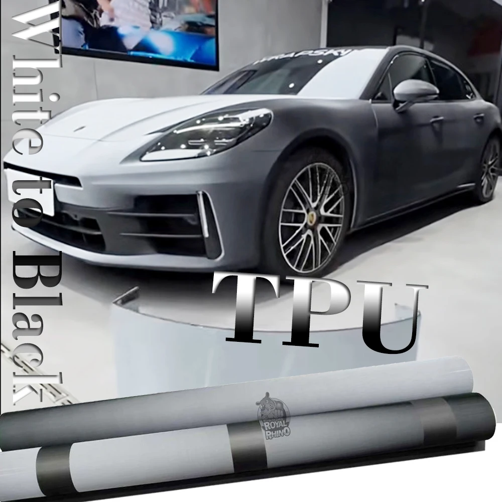 TPU PPF White to Black Color Change Film Car wrapping Film Vinyl Roll With Air release Car Paint Protection Film Body Cover 18M