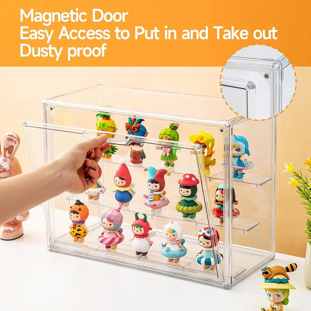 Acrylic Display Cases For Collectibles, 3 Tier Clear Shelf Boxes For Figures, Miniature Dustproof And Stackable Action Figure