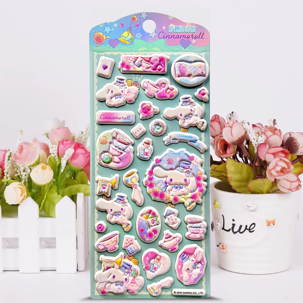 Autocollants 3D Cinnamoroll mignons, 1 à 4 pièces, autocollants 3D épais, autocollants décoratifs pour journal intime, cadeaux pour étudiants, cadeaux d'anniversaire