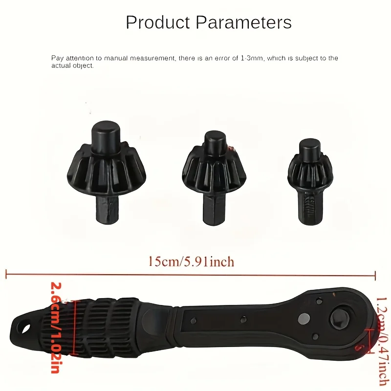 1 Set of 4-Piece Dual-Purpose Wrenches with Iron Drill Chuck, Upgraded Second-Generation Interchangeable Head Wrenches, Quick Ratchet with 3-Speed Forward and Reverse Rotation, Non-Slip Handle for Easy Operation