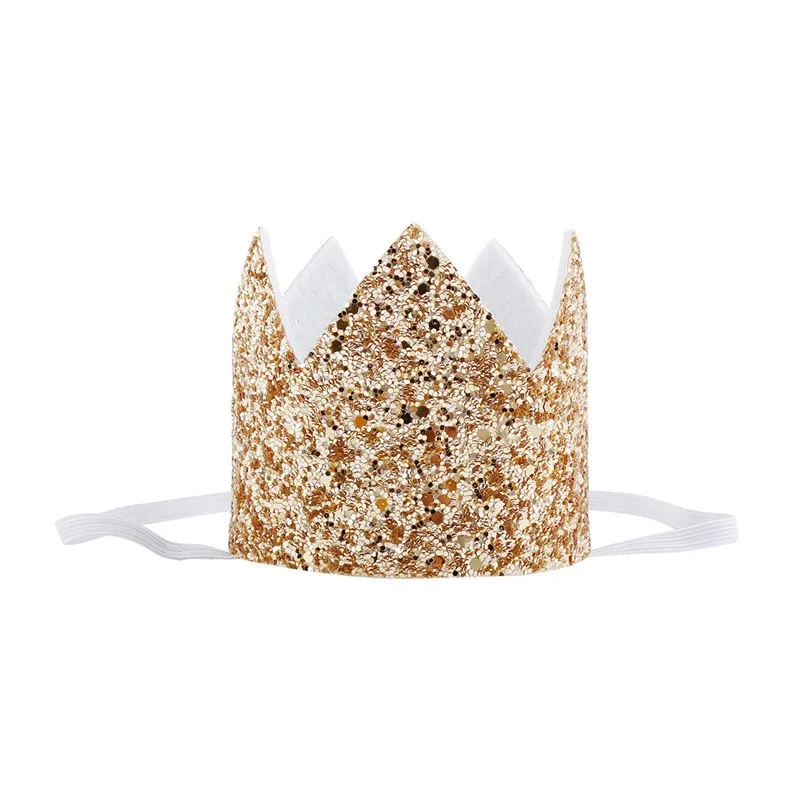 Shiny Glitter Felt Crown Birthday Hat Kids Pets Adults Birthday Party Accessories Solid Gold Silver, One Size Fits All