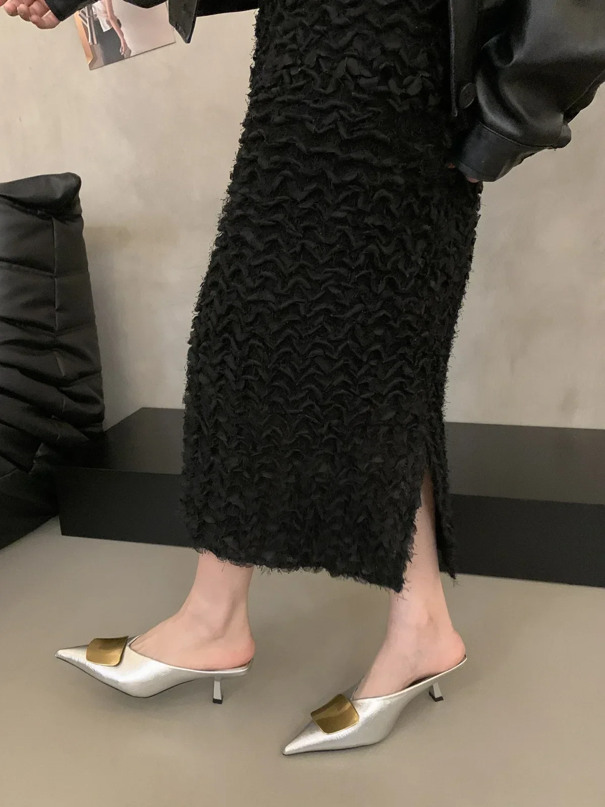 2026 Designer Spitze Damen-Mules Sexy Dünne Hohe Absätze Stripper-Schuhe Frühling Herbst Schlichte Damenschuhe – Detail 8