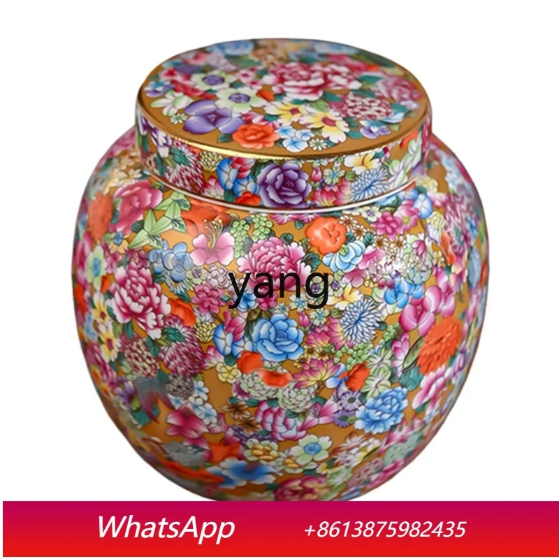 

CX porcelain tea can wedding happy altar household double cover ceramic seal moisture-proof snack storage