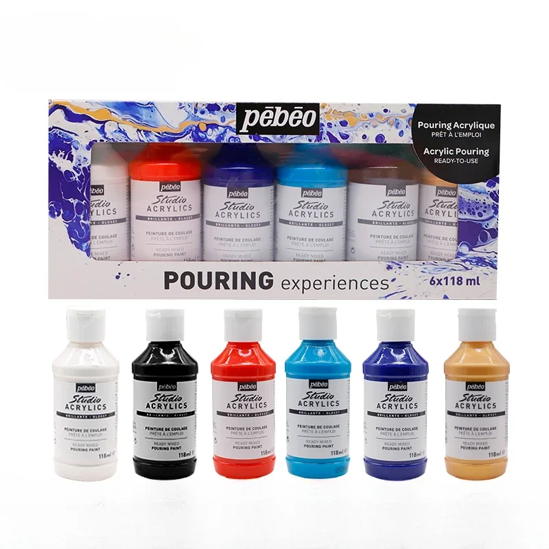 4/6/8 Color Fluid Cast Acrylic Pigment Set Student Fluid Painting Violent Bear DIY Zero Basic Specialized Acrylic Liquid Coating