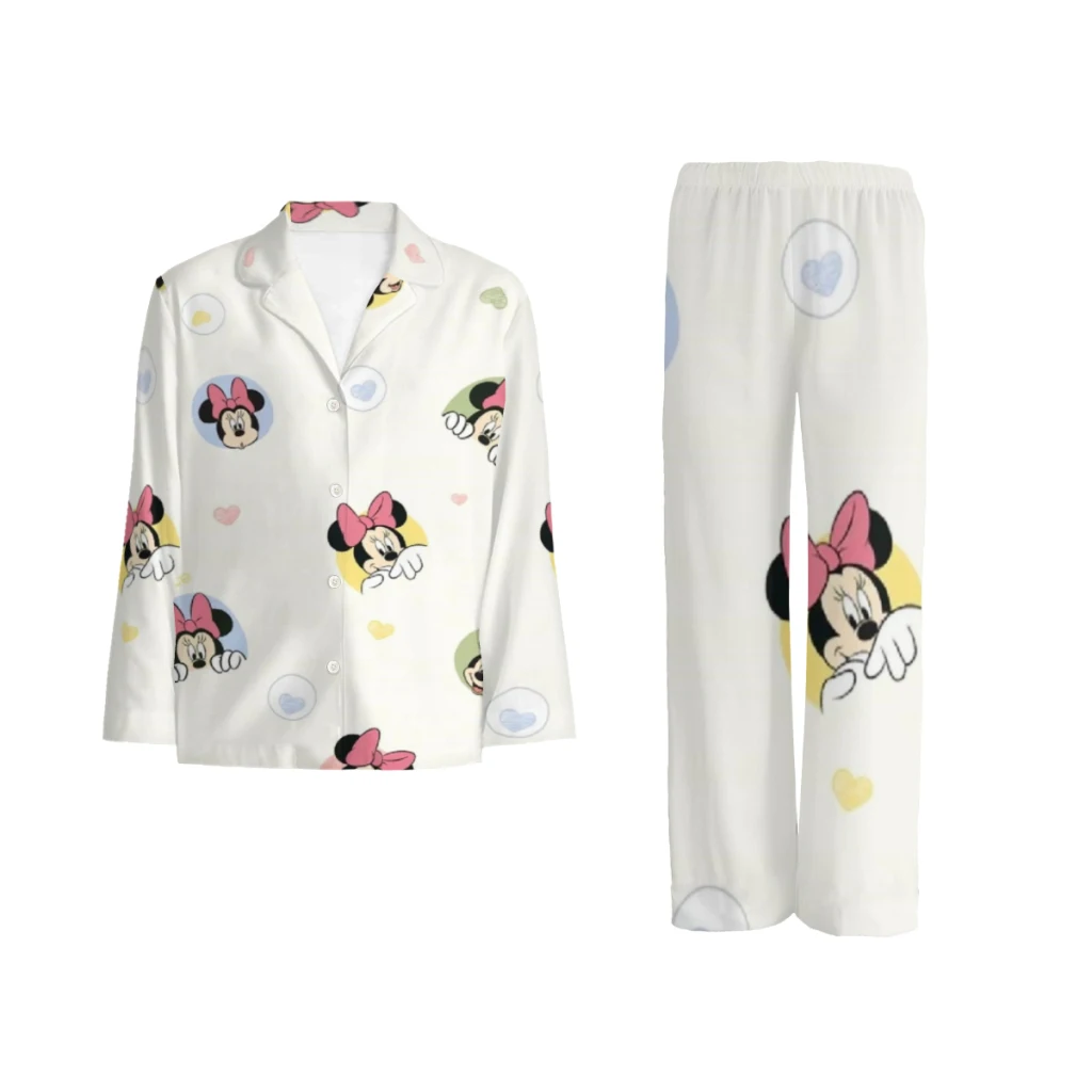 

Disney Mickey Mouse Cotton pajamas set for men and women, long-sleeved strawberry doll print casual pajamasDisney Mickey Mouse