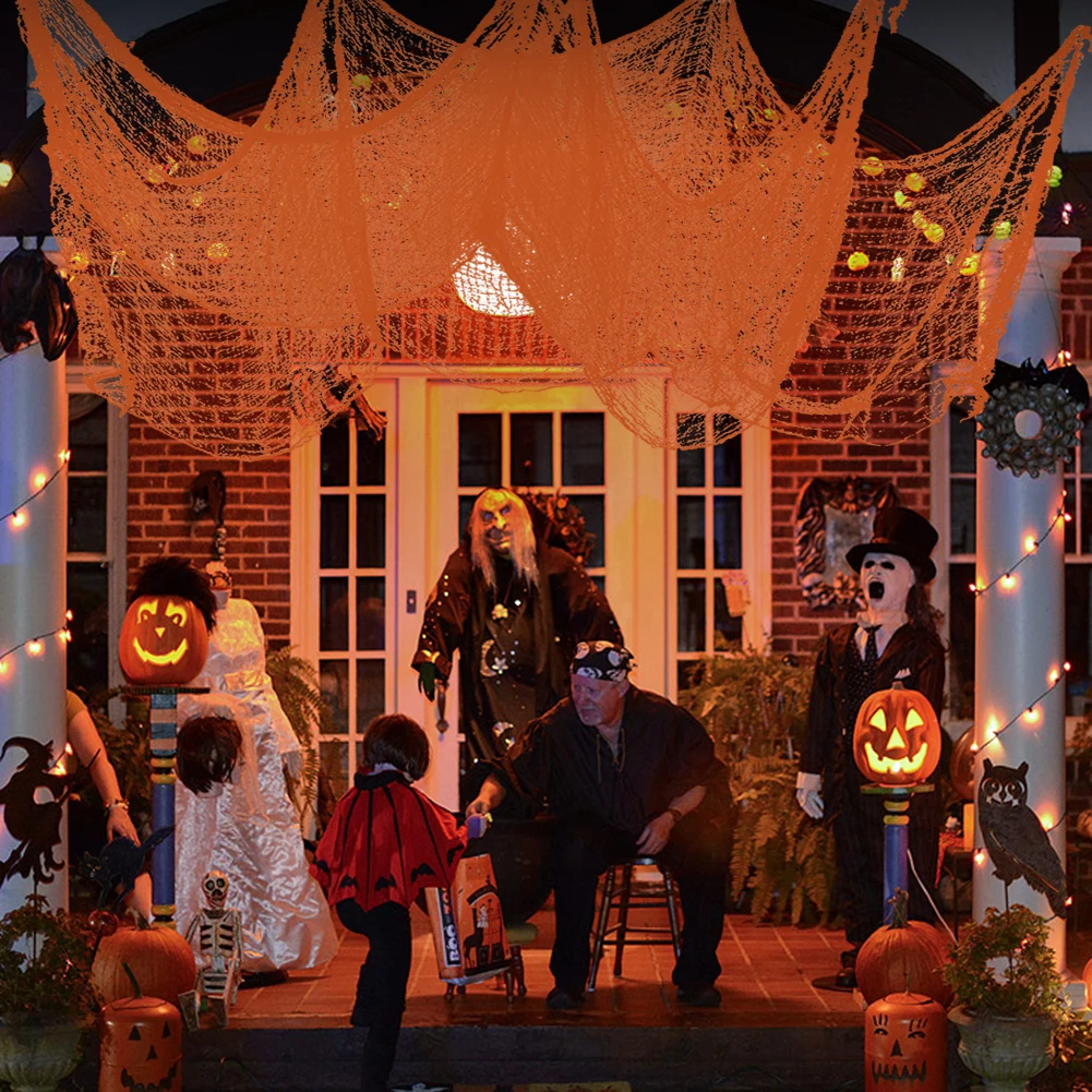 شبكة العنكبوت الاصطناعي شاش الهالويون ، قماش مخيف سهل الاستخدام ، منزل مسكون ، دعامة مشهد مخيف ، حفلة الهالالويا ، ديكور المنزل ، 183x76cm #5