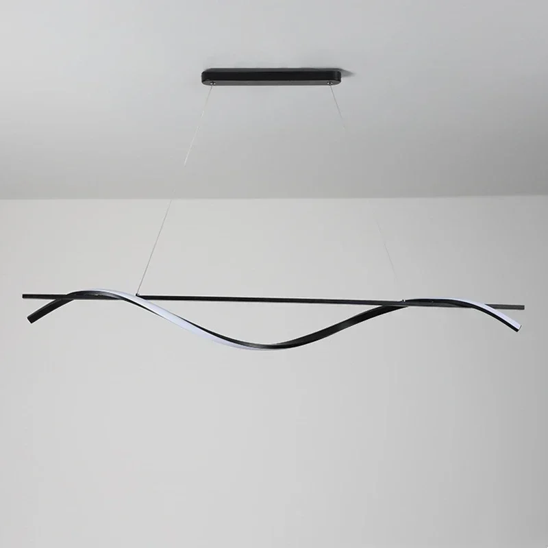 Nordic Modern Minimalist Chandelier Restaurant Kitchen Bedroom Lamp Designer Creative One Character LED Long Strip Pendant Light