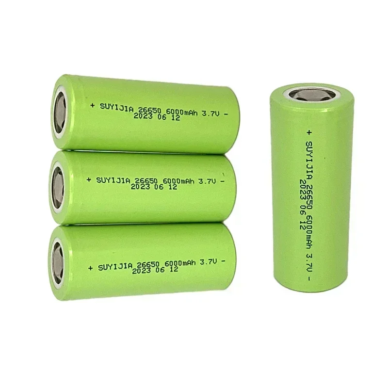 Power Lithium Battery 26650 3.7V Actual Capacity 6000mAh Suitable for LED Lights Electric Vehicles Power Tools 40-50A Discharge