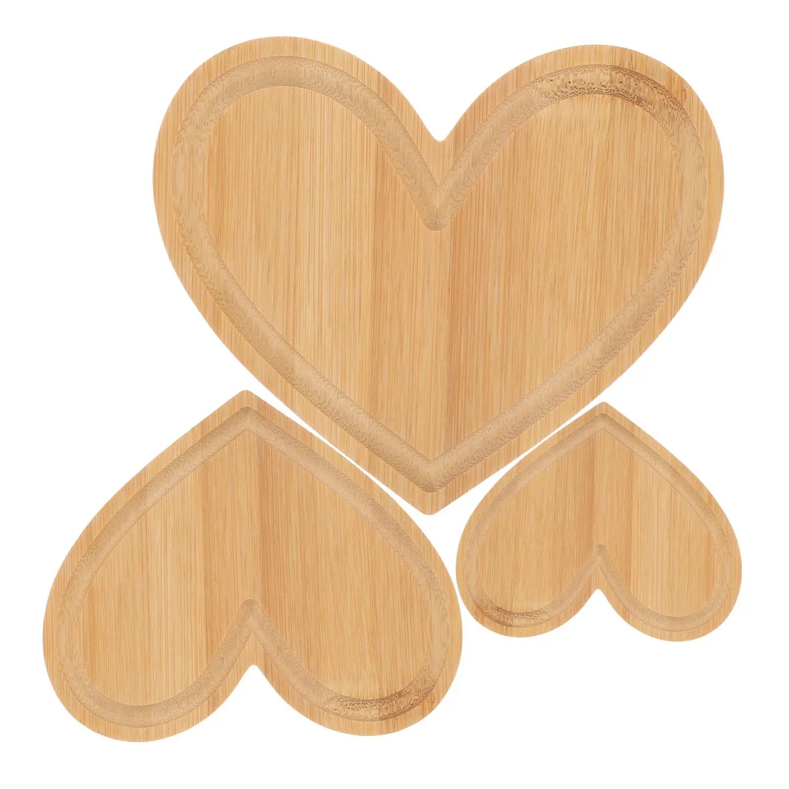 

3 Pcs Heart Shaped Bamboo Cutting Boards Chopping Board Cheese Tray Kitchen Accessories Multifunctional
