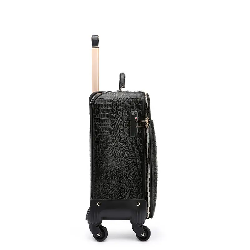 Genuine Leather alligator suitcase 16/18/20 "business pull rod travel luggage male carry on trolley female travel boarding box