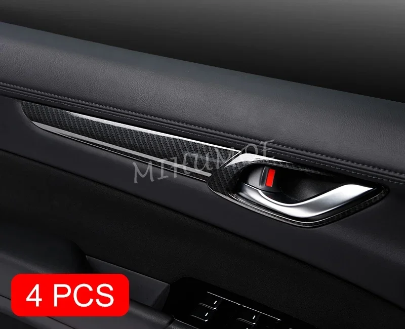 Carbon Fiber Interior Door Handle Surrounds Cover For Mazda CX-5 KF 2017 2018 2019 2020 2021 2022 2023 2024