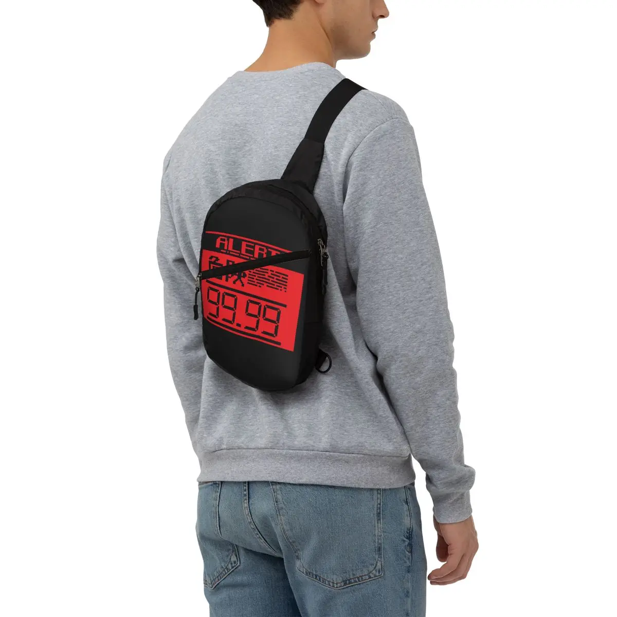 Mochila cruzada de pecho con engranaje de Metal para hombre, bolso de hombro con modo de alerta sólido, a la moda, para viaje, senderismo y día