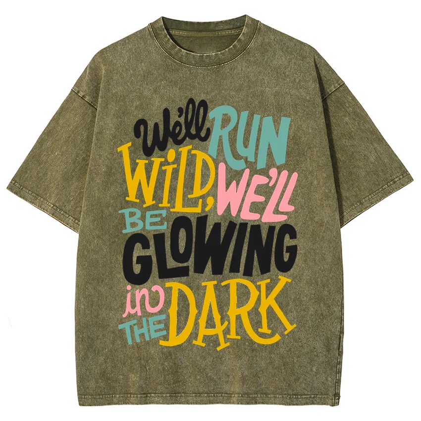 Color Art Font Letter Printing T-Shirt Couple's Clothing High Gram Weight Round Neck Shoulder Down Fashion Short Sleeves