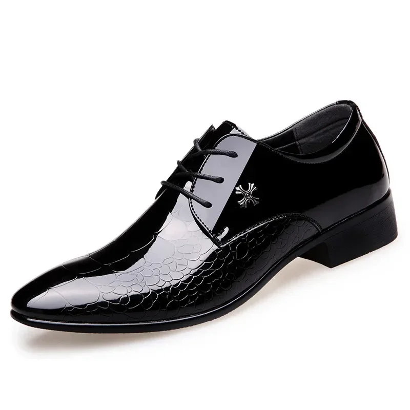 

Newest italian oxford shoes for men luxury patent leather wedding shoes pointed toe dress shoes classic derbies plus size 38-48