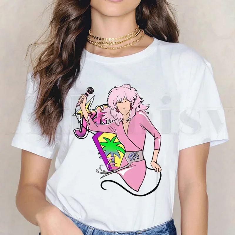 Jem And The Holograms Fashion Hipster Rock Hip Hop Short Sleeve Female Tops Tees Harajuku  VintageT Shirts Women\'s T-shirt