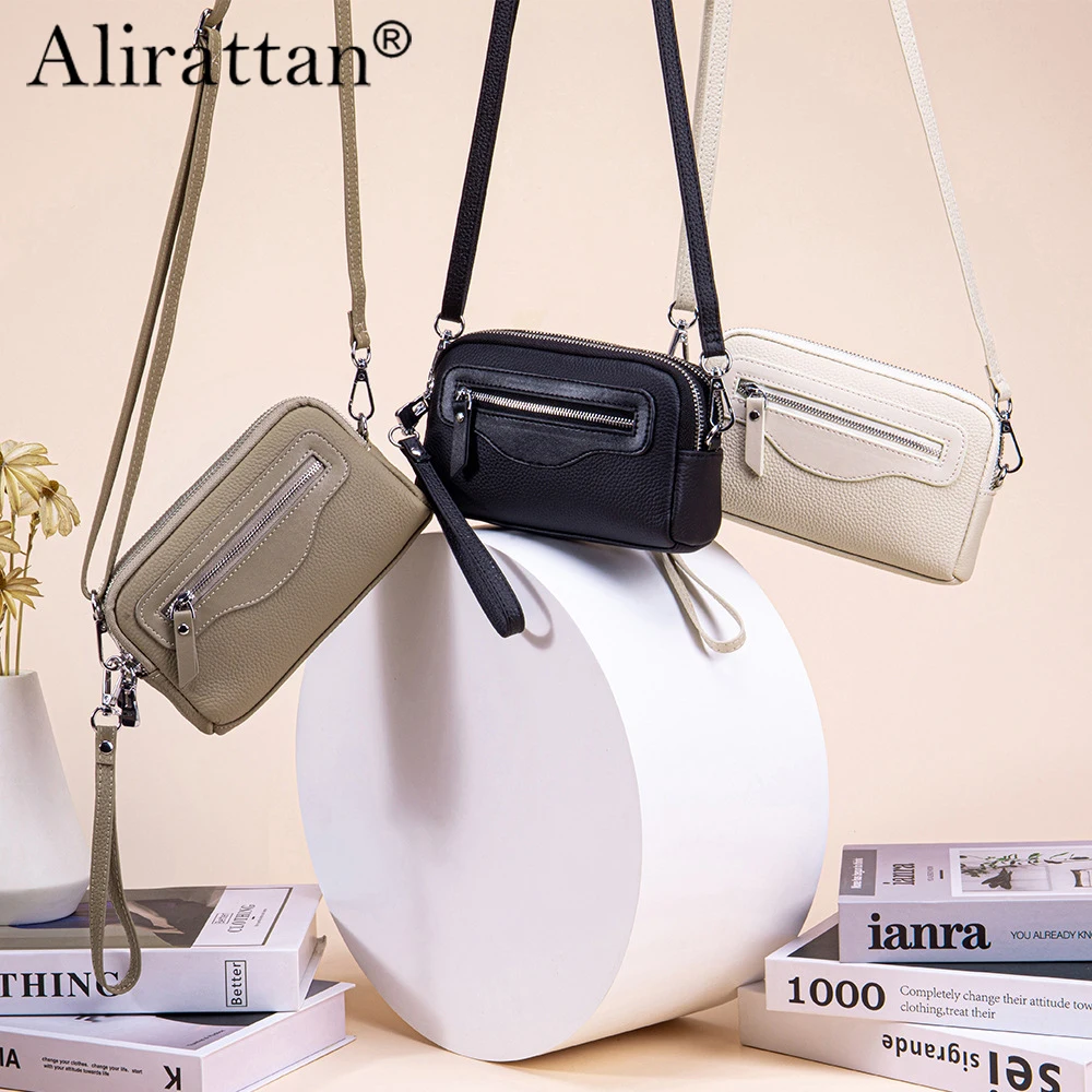 

Alirattan 2025 New Fashionable Women's Double Zipper Small Square Bag Versatile Shoulder Bag Simple Multifunctional Bag