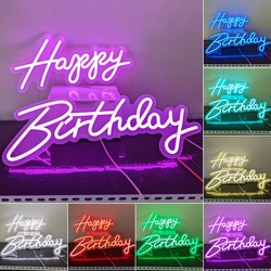 Large Size Happy Birthday Neon Sign 76cm and Custom Birthday Party Light Sign Dimmable Flexible Neon with Clear Acrylic Backer