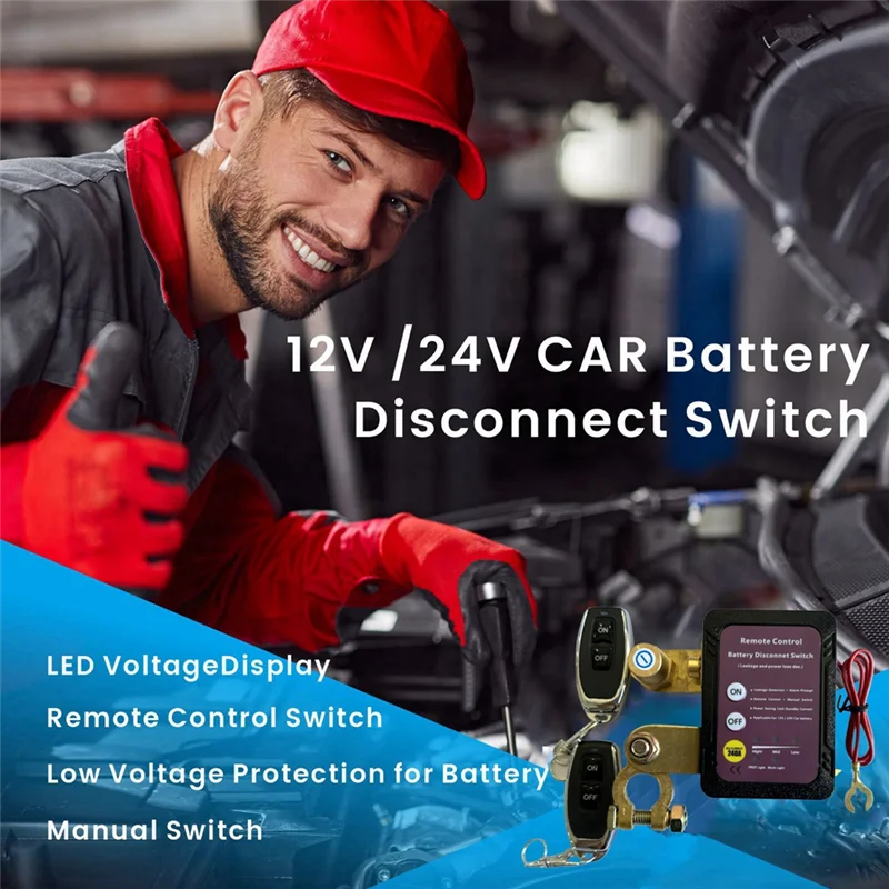 ABVI-Wireless Dual Remote Car Battery Disconnect Relay Master Cut-Off Switch 12V Car Nterior Replacement Relays Parts