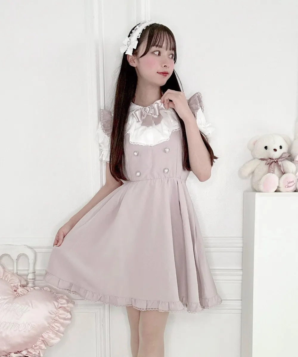 Japanese Sweet Cute Lace Ruffled Short Sleeves Solid Color Shirt Summer Fashion All-Match Doll Collar Bow Single-Breasted Blouse