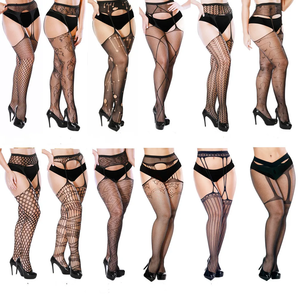 

Plus Size Fishnet Stocking Fishnet Tight Lingerie Stocking Garter Net Stocking for Women Thigh High Waisted Suspender Pantyhose