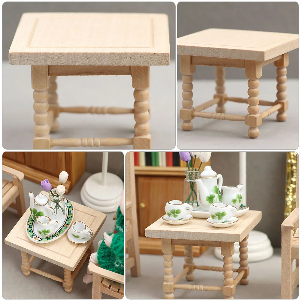 Mini mesa de centro, muebles, modelo de té de madera, cocina en miniatura, juguetes más pequeños