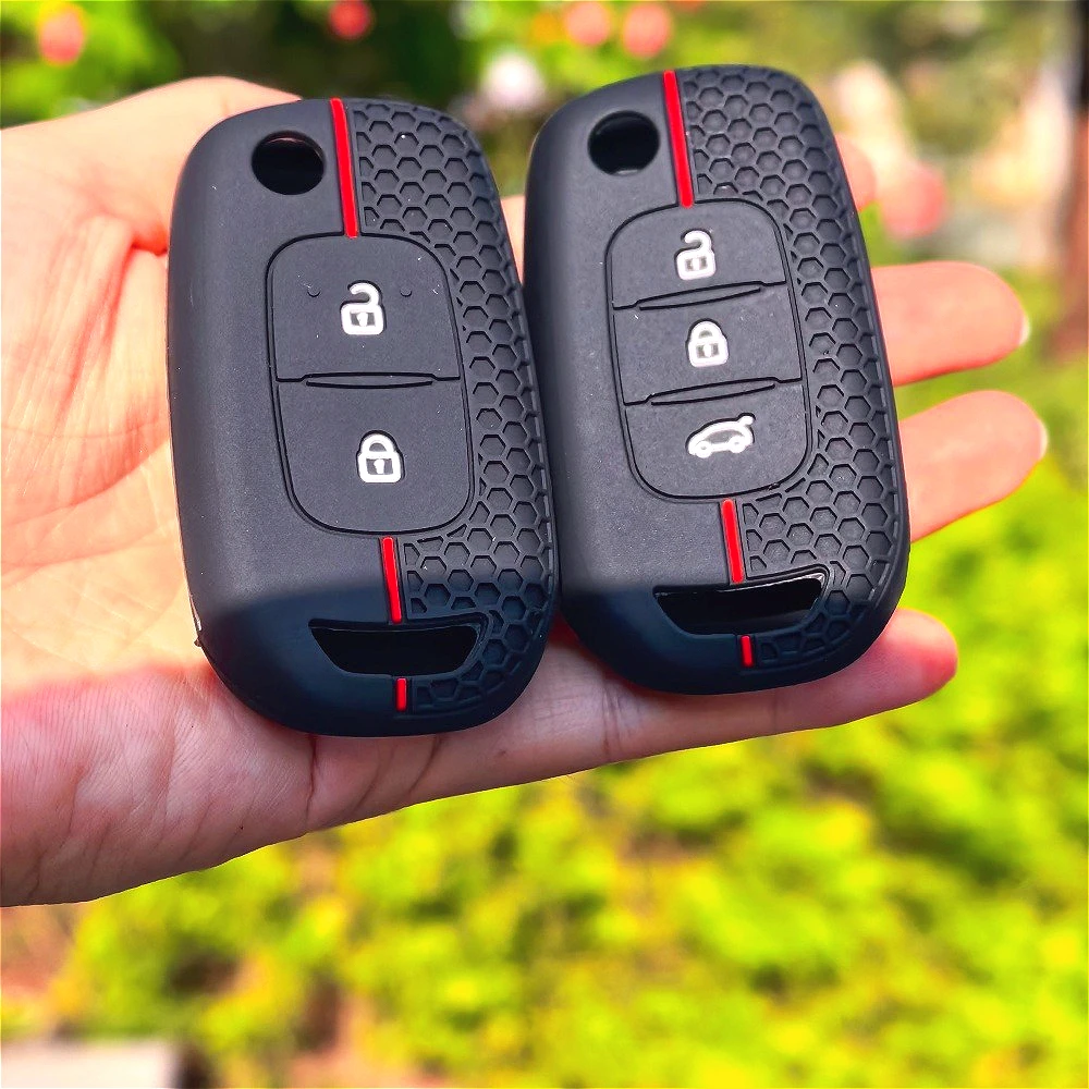 Capa de silicone para chave com 2/3 botões, suporte para renault clio modus clio dacia sandero logan espanador dokker 2021 2020 2019