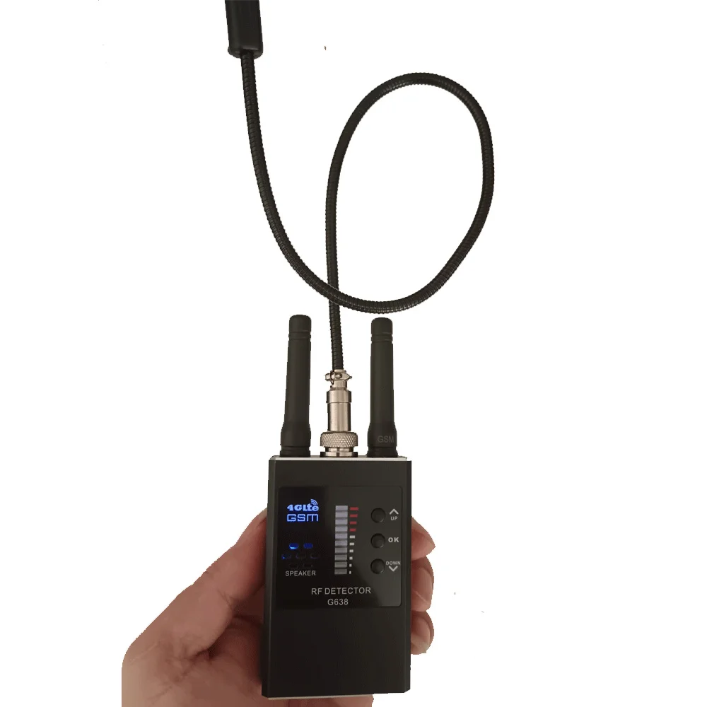 Antyszpiegowski bezprzewodowy detektor sygnałów RF, lokalizator podsłuchów GSM, wykrywacz urządzeń radiowych, lokalizator GPS, skaner kamer ukrytych.
