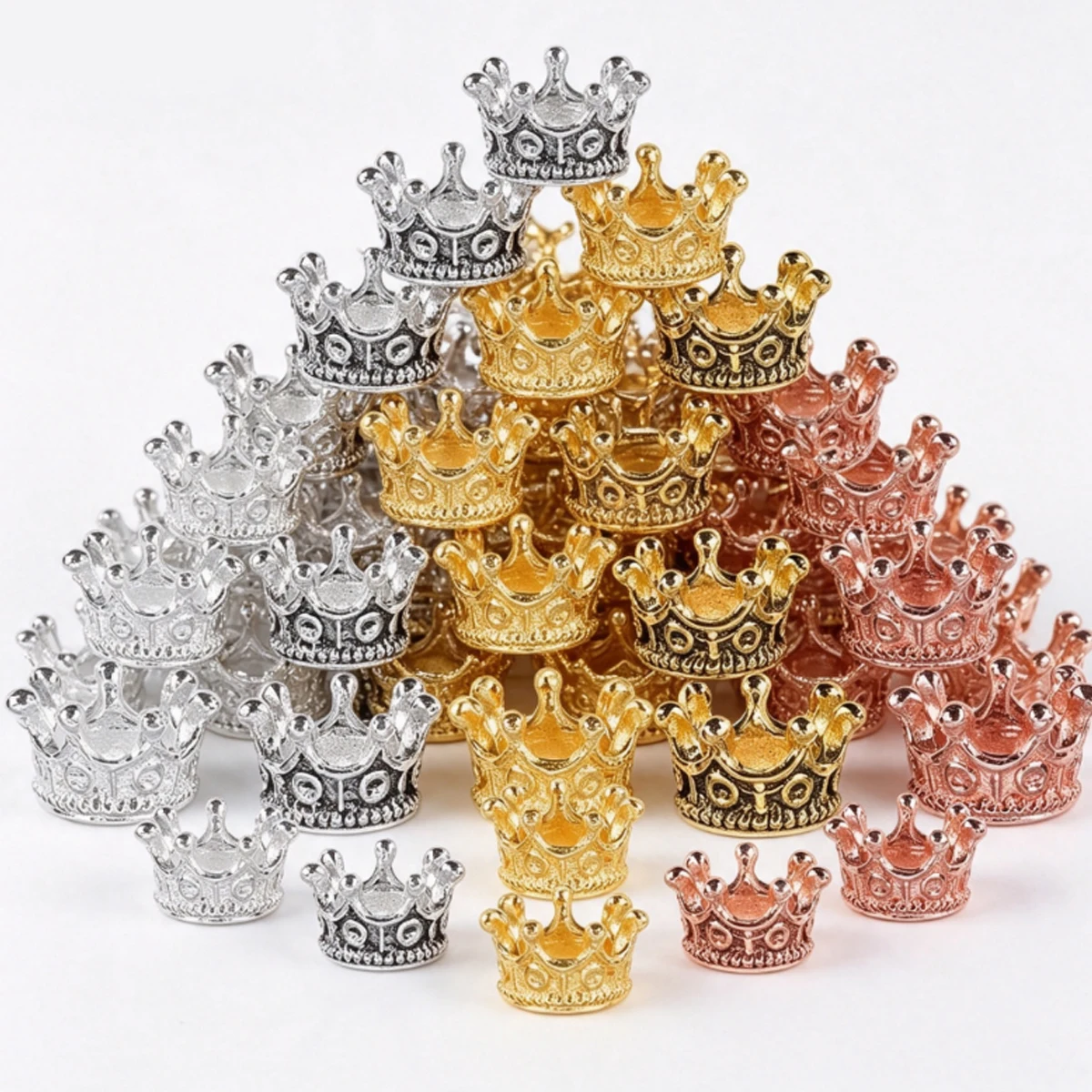 30pcs Vintage Alloy Crown Miniatures, DIY Christmas Ornament Set for Architectural Models, Home Crafting Projects ZSY