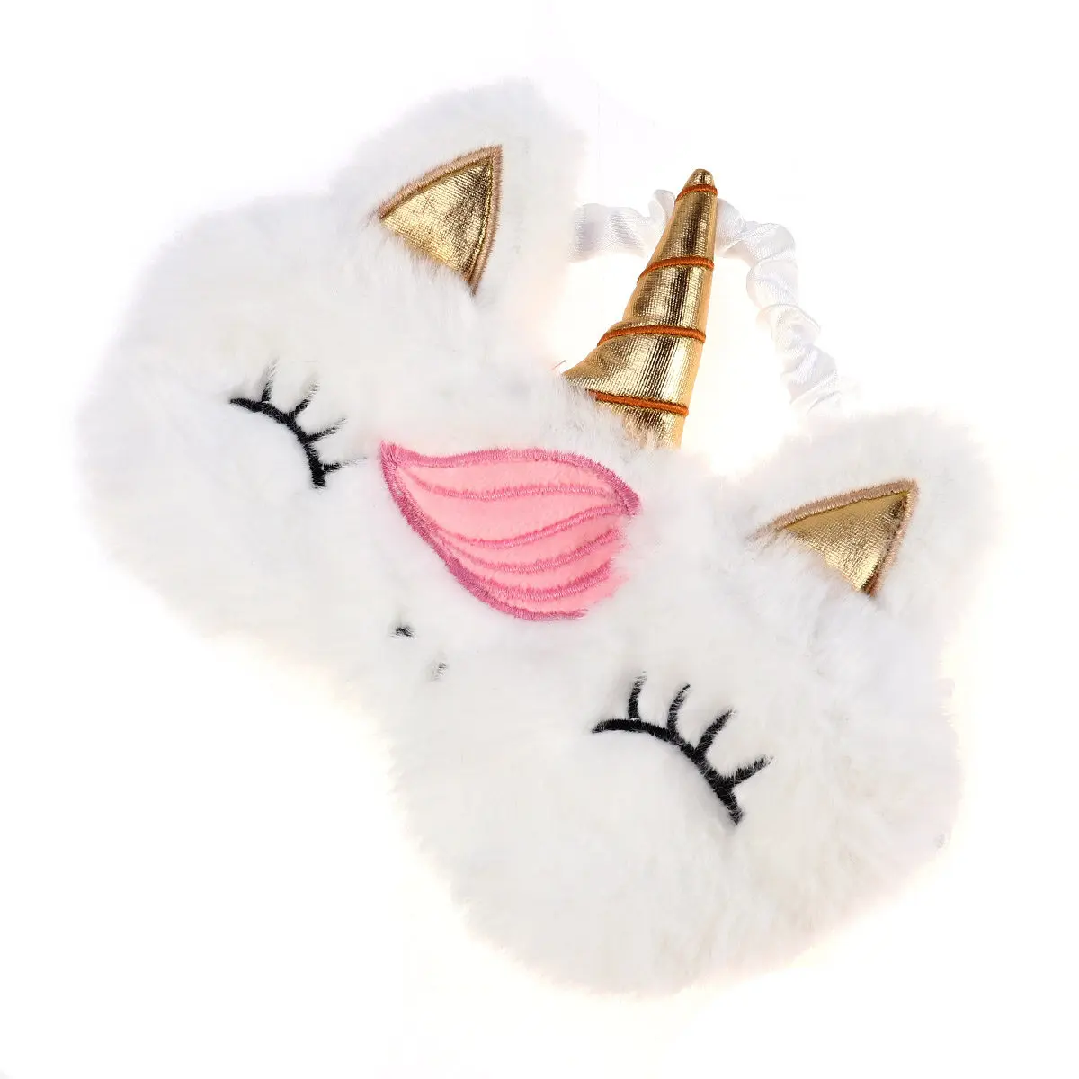 Divertida Máscara de Ojos de Unicornio con Patrón de Cuernos Dorados para el Hogar, Hotel, Viajes, Cubre Ojos, Bloqueador de Luz, Antifaz para Dormir
