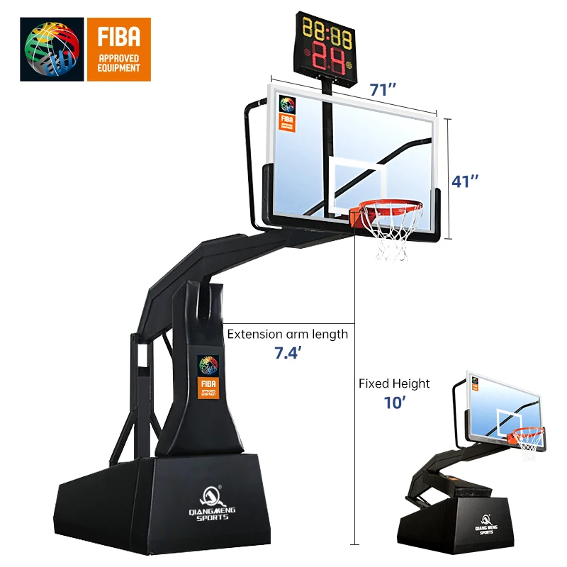 FIBA approved Factory supply Heavy Duty Backboard Portable Basketball Hoop Stand with Wheel and Basketball Rim 72 Inch