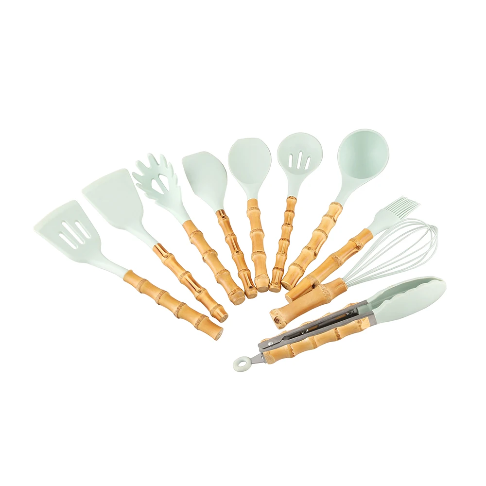 

Nilerun Unique Handmade Heat Resistant Natural Bamboo Root Handle Non-stick Silicone Cookware Kitchen Cooking Utensil Set