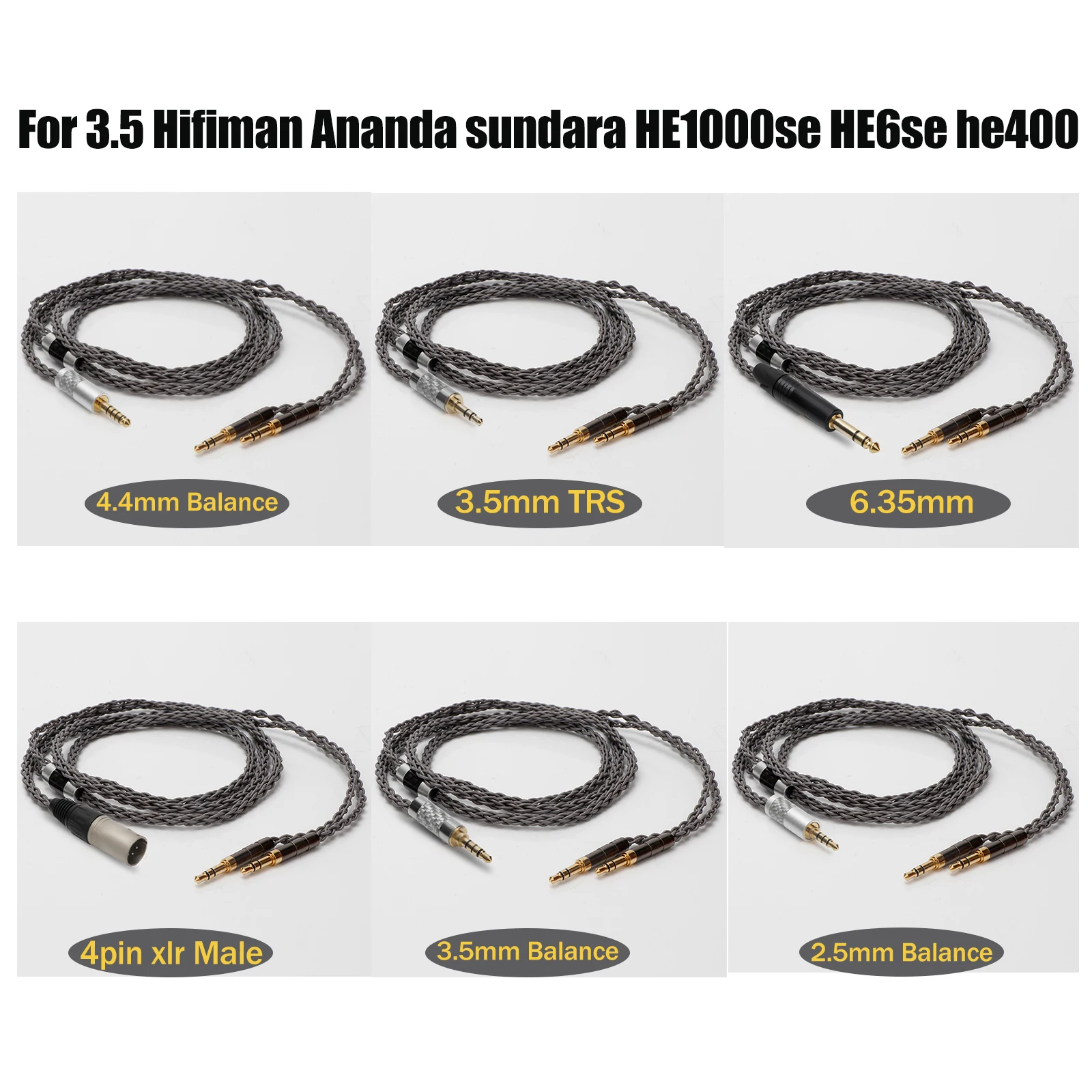 4-Pin-XLR-Stecker auf 4,4 3,5 2,5 6,35 mm Kopfhörerkabel für 3,5 mm HE1000se HE6se HE400 Z7M2 – Detail 1