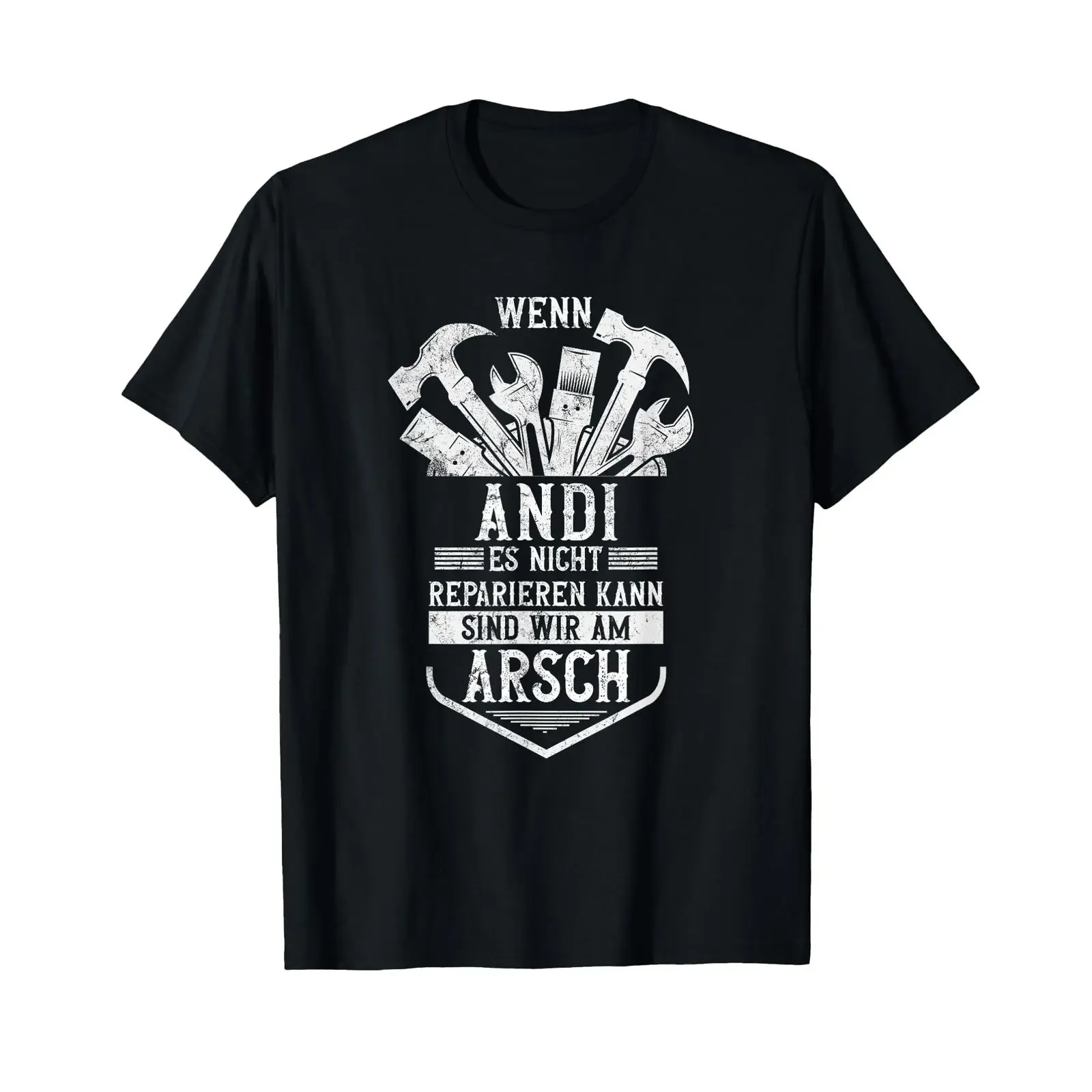 Wenn Andi es nicht reparieren kann T-Shirt Vintage-Washed Streetwear Bequeme Mode Unisex-Oberteil für den Alltag Vielseitig Stylisch für Herren
